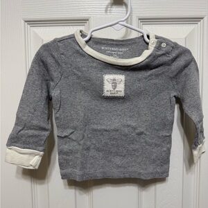 Burt's Bees Baby Gray and Cream Long Sleeve Tee and Pants Set.